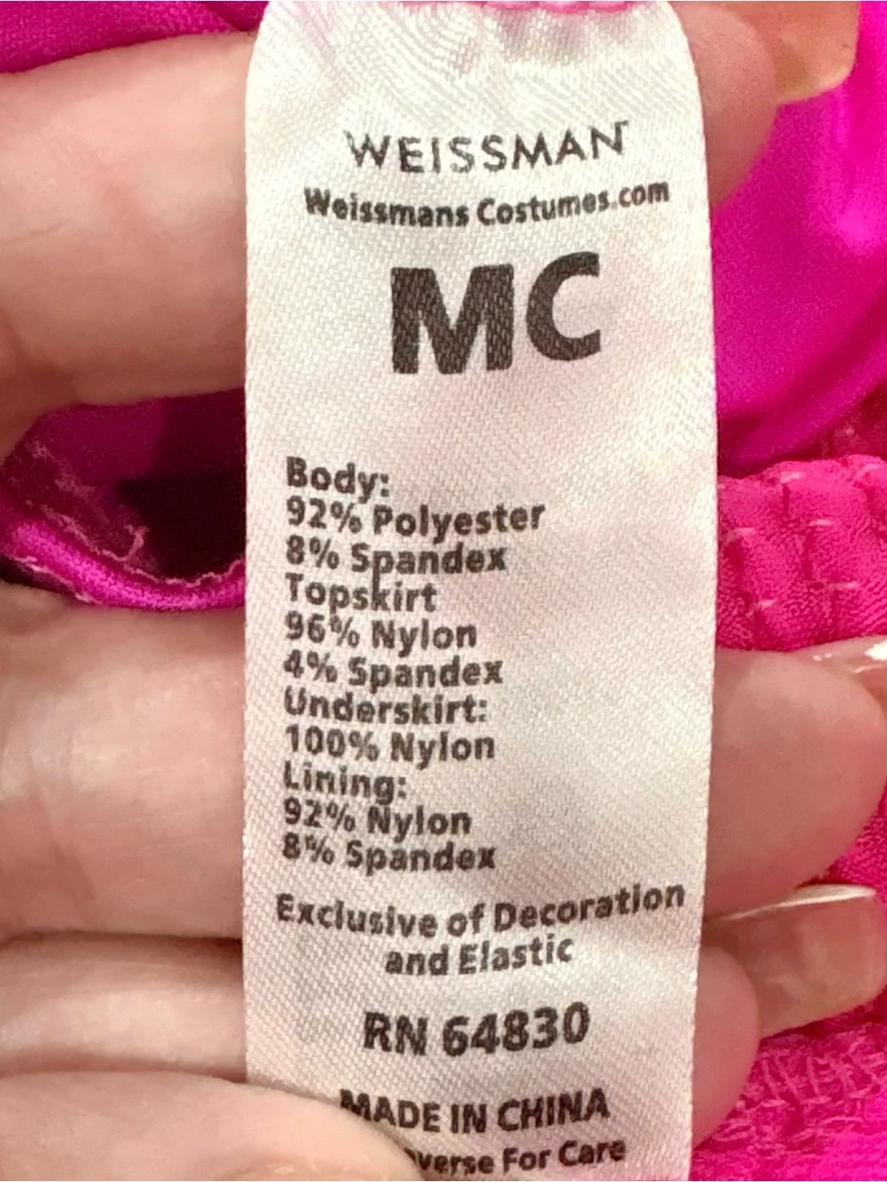 Weissman Hot Pink Sequin Leotard w/ Tutu Dance Costume Youth Size MC